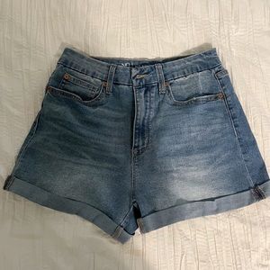 High-waisted jean shorts